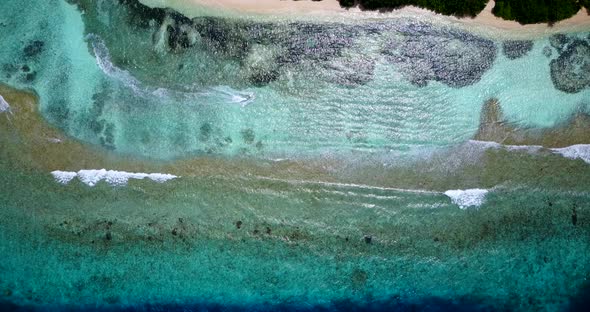 Wide aerial abstract shot of a paradise sunny white sand beach and turquoise sea background in color