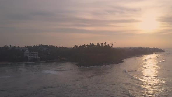 Tropical Resort on Ocean Coast in Morning Panoramic View