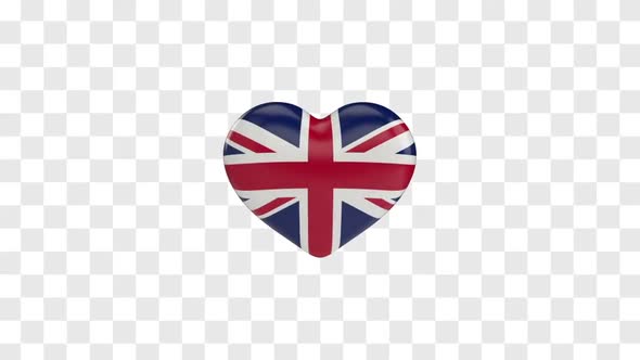 UK Flag / United Kingdom Flag on a Rotating 3D Heart