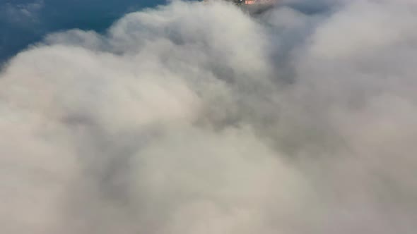 Aerial view above the clouds during the morning, Croatia.