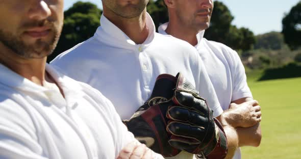 Cricket player standing together during cricket match