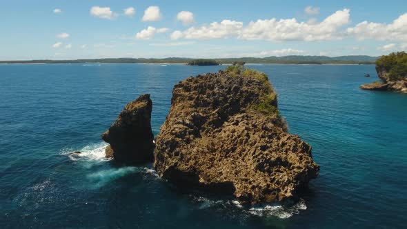 Rock in the Sea .Aerial View