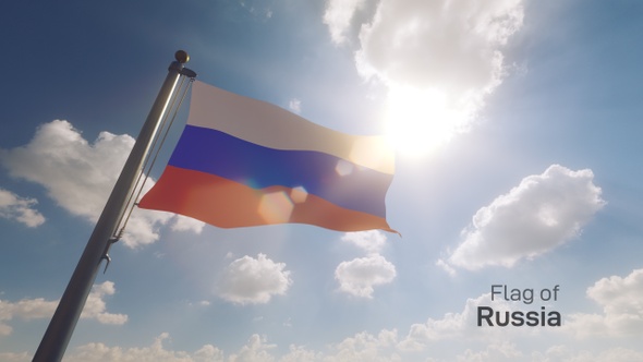 Russia Flag on a Flagpole V2