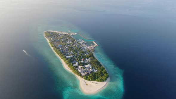 Ukulhas Maldive Island Sunset Aerial View