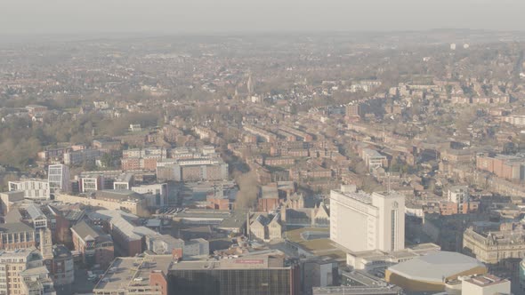 A sweeping aerial view of the city Nottingham Nottinghamshire United Kingdom