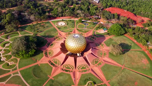 Arial View of Auroville. Auroville is an experimental township in Viluppuram district mostly in the