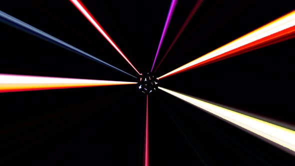 3D Abstract shining bright lines set wave, colorful, black background