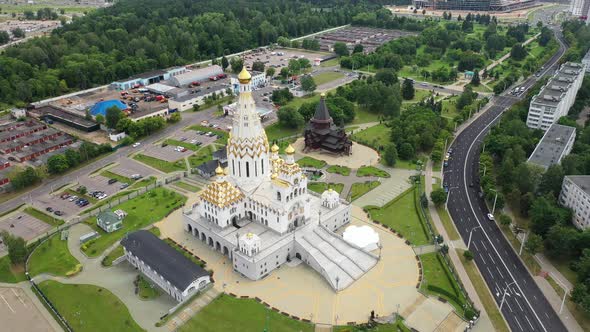 View From the Height of the Temple of "All Saints" in Minsk, a Large Church in the City of Minsk