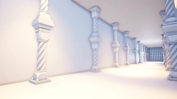 Empty Corridor With Columns Palace 4K 07