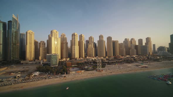 Aerial view of Dubai residential district along near the beach, UAE.