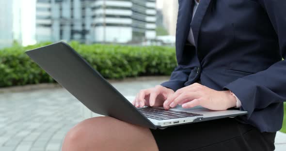 Businesswoman use of notebook computer