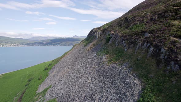 View of the Mountainous Scottish Landscape on the Holy Isle