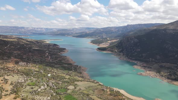 Aerial Large Dam Land