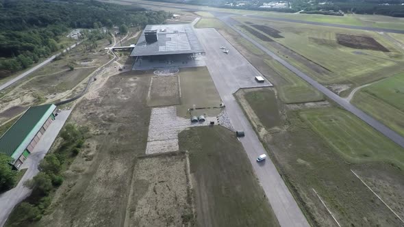 Aerial footage of old military airfield.