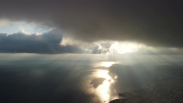 Abstract Aerial Nature Summer Ocean Sunset Sea and Sky Background