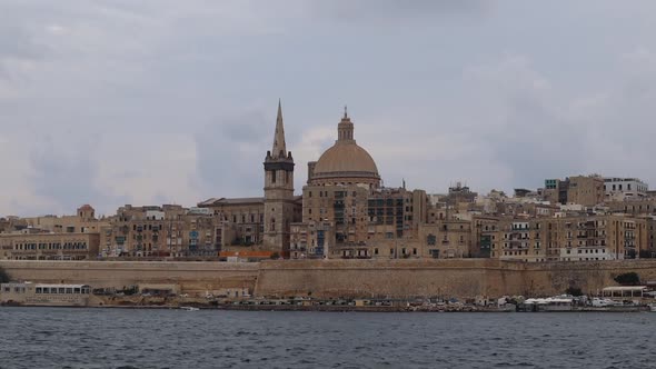 Valletta city  Malta dark clouds Timelapse