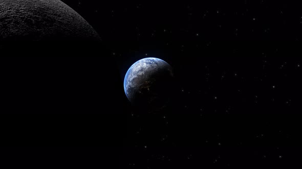 4K Realistic Planet Moon And Earth