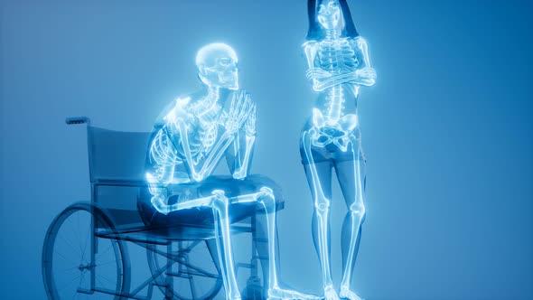 Man in Wheelchair with Visible Bones alt