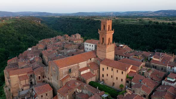 Aerial view of the medieval town of Pitigliano in Tuscany, Italy