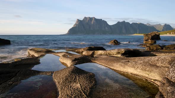 Sunset Timelapse at Uttakleiv Beach, Lofoten, Northern Norway