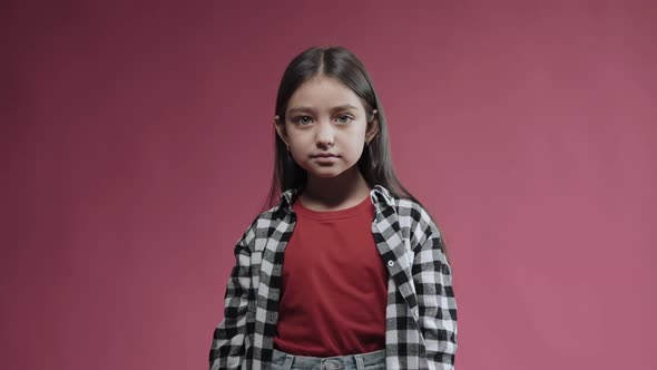 Portrait of Little Girl Smiling Celebrating Surprised and Happy Emotions