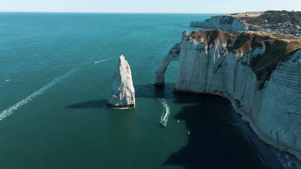 The cliffs of Etretat, France. Seen from above.