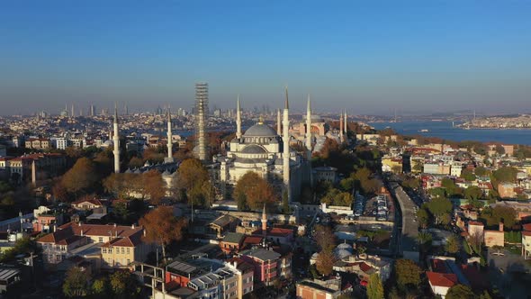 Camlica Mosque and Istanbul Sunset Drone Video