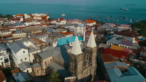 Aerial view of Zanzibar Island in Tanzania.