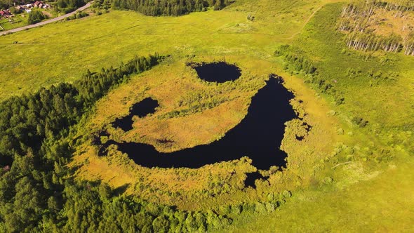 The Fantastic Lake Seems to Laugh Slyly Aerial View the Beauty of Nature