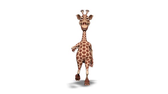 Cartoon 3D Giraffe Walk  2 Loops on White alt