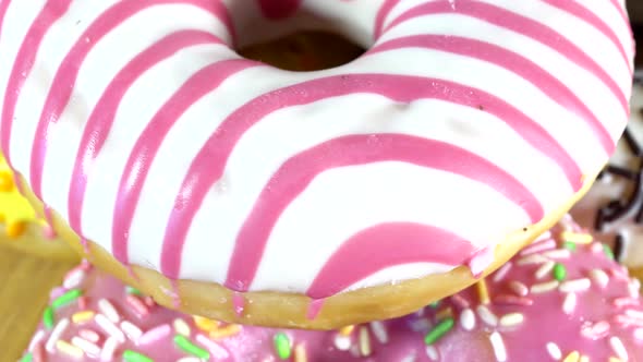 Rotating Donuts with Different Fillings on the Table