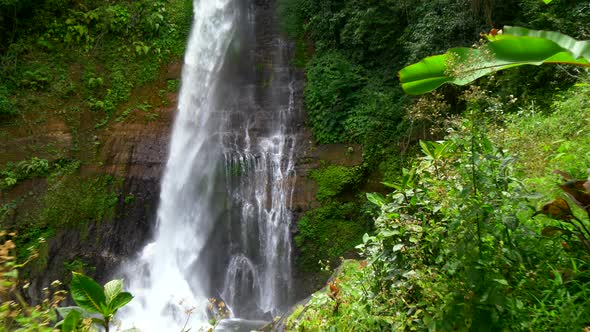 Crane Shot of Big Tropical Waterfall