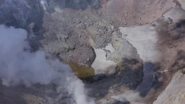 Above the Mutnovsky Volcano Crater with Fumaroles