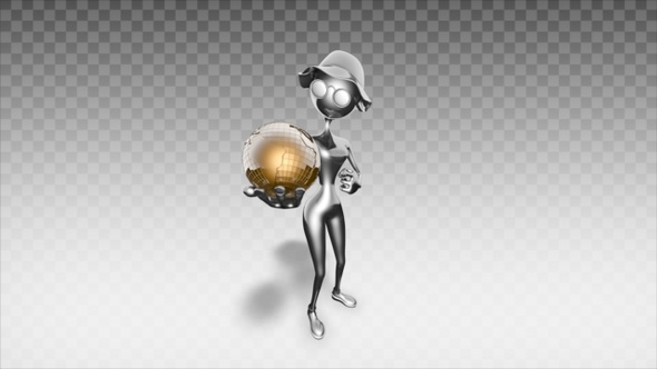 Silver 3D Woman - Cartoon Show Globe