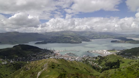 Timelapse Beautiful view of Lyttelton Port and Harbour