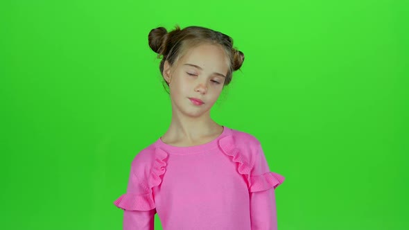 Baby Is Sad, She Was Riddled with Unpleasant News. Green Screen