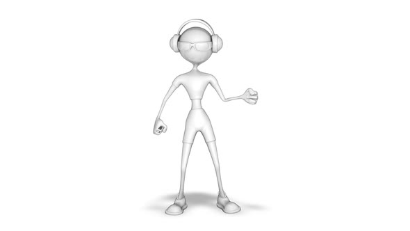 Cartoon 3D Man Dance  Looped on White