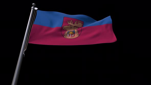 Flag Of Jelgava City (Latvia) With Alpha Channel 4K