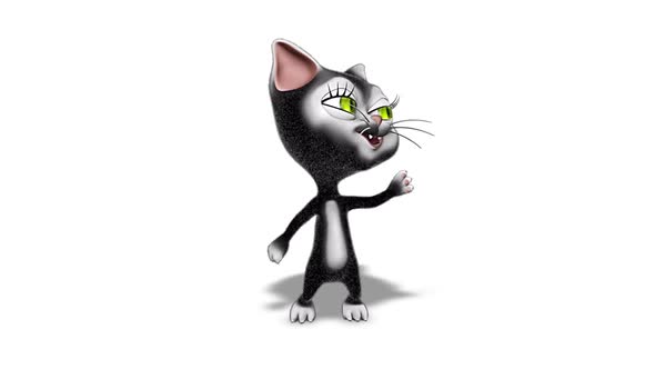 3D Kitty Cat Fun Dance  Looped on White