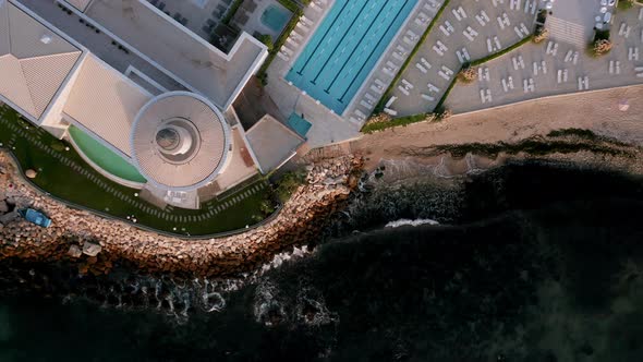 Aerial view of a small sea resort