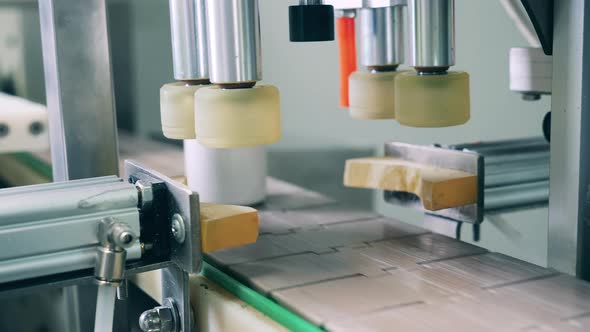 Small Tubs are Getting Closed By an Industrial Machine