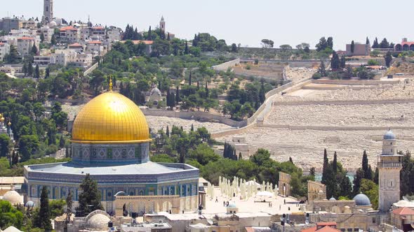 Panorama Overlooking the Old City of Jerusalem Timelapse Israel Including the Dome of the Rock