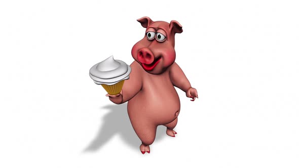 Funny 3D Pig Dance  Looped with Alpha