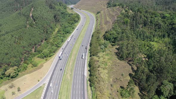 Bandeirantes highway near downtown Sao Paulo Brazil. Famous brazilian road