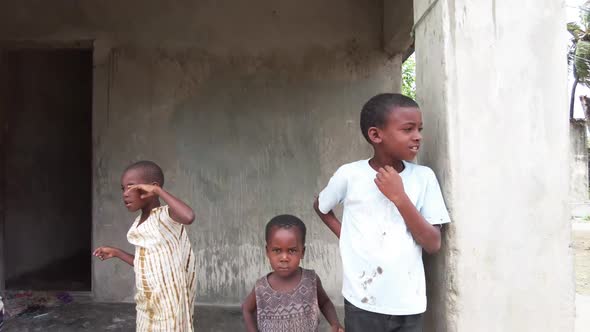 Local African Children in a Poor Village Near a Slum Zanzibar Africa