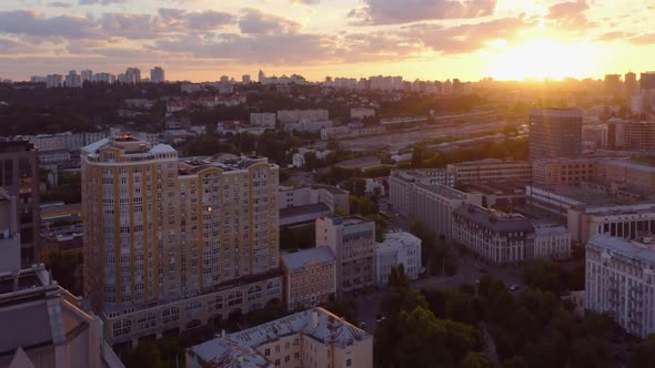 Kiev City Skyline From Above at Dusk
