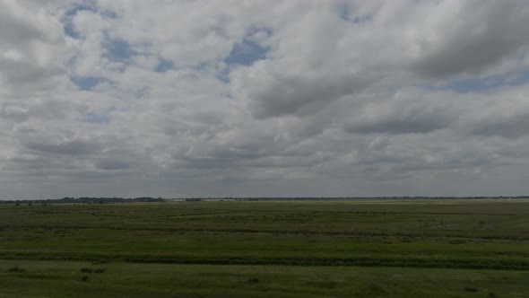 Flat Landscape The Norfolk Broads Aerial View Cloudy Sky