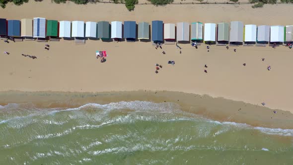 Bird's Eye View of the Dendy Street Beach Huts in Brighton Melbourne