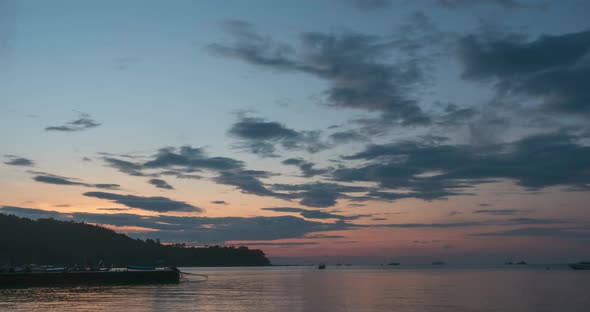 Timelapse Sunrise From Dark to Bright Day Sun Over Sea Waves are Washing