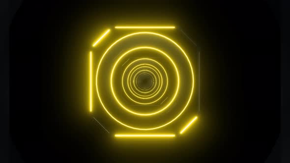 4k Yellow Neon Radial Tunnel